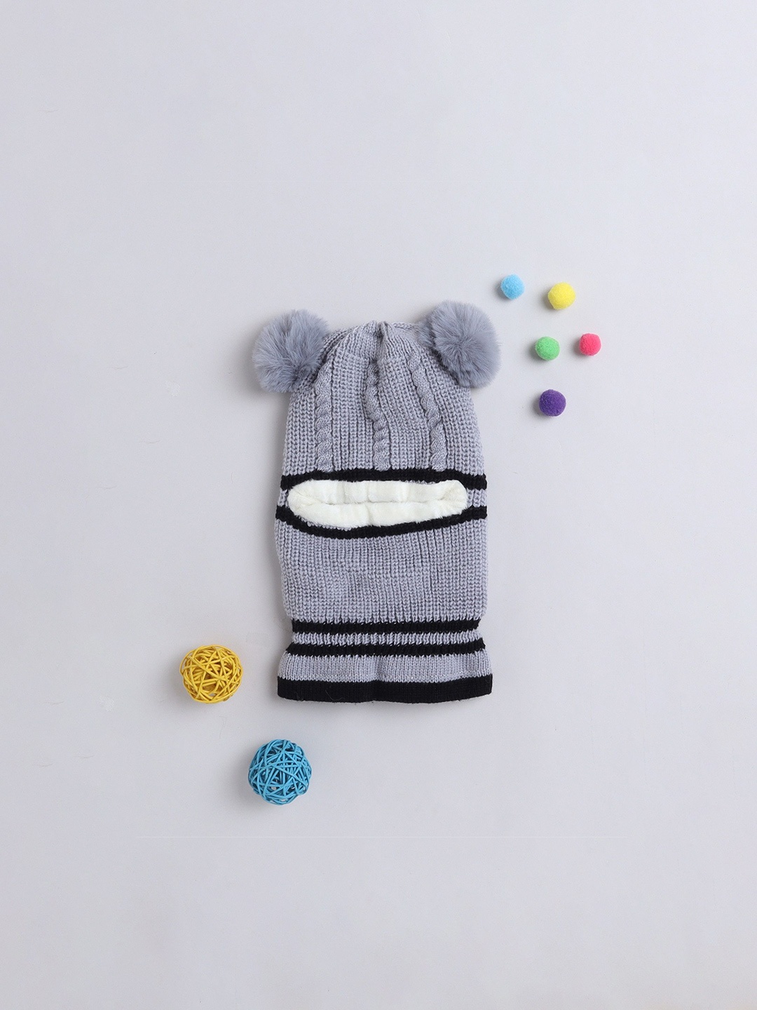 

The Magic Wand Boys Self Design Woollen Balaclava, Grey