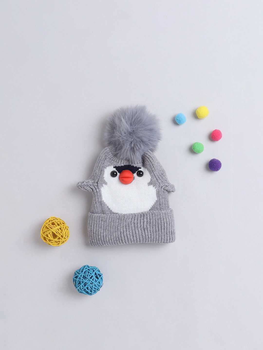 

The Magic Wand Boys Self Design Woollen Beanie, Grey