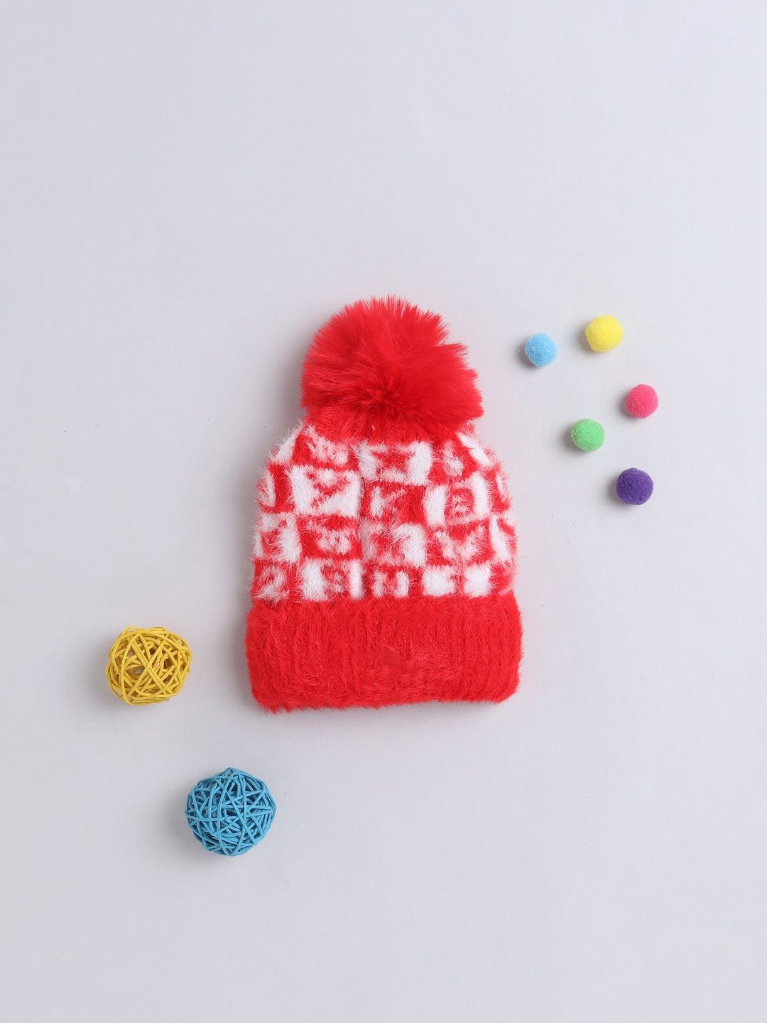 

The Magic Wand Boys Printed Woollen Beanie, Red