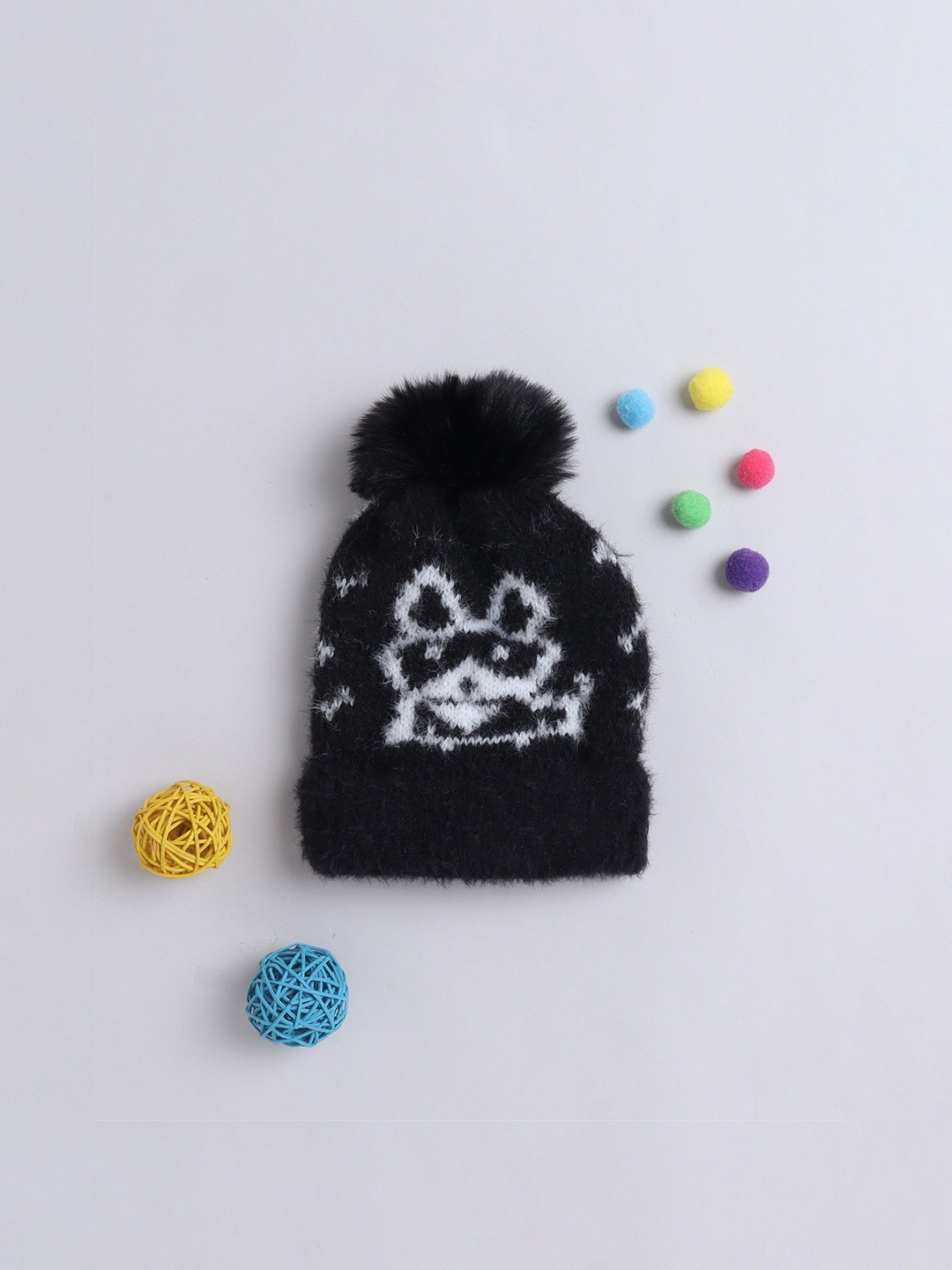 

The Magic Wand Boys Printed Woollen Beanie, Black