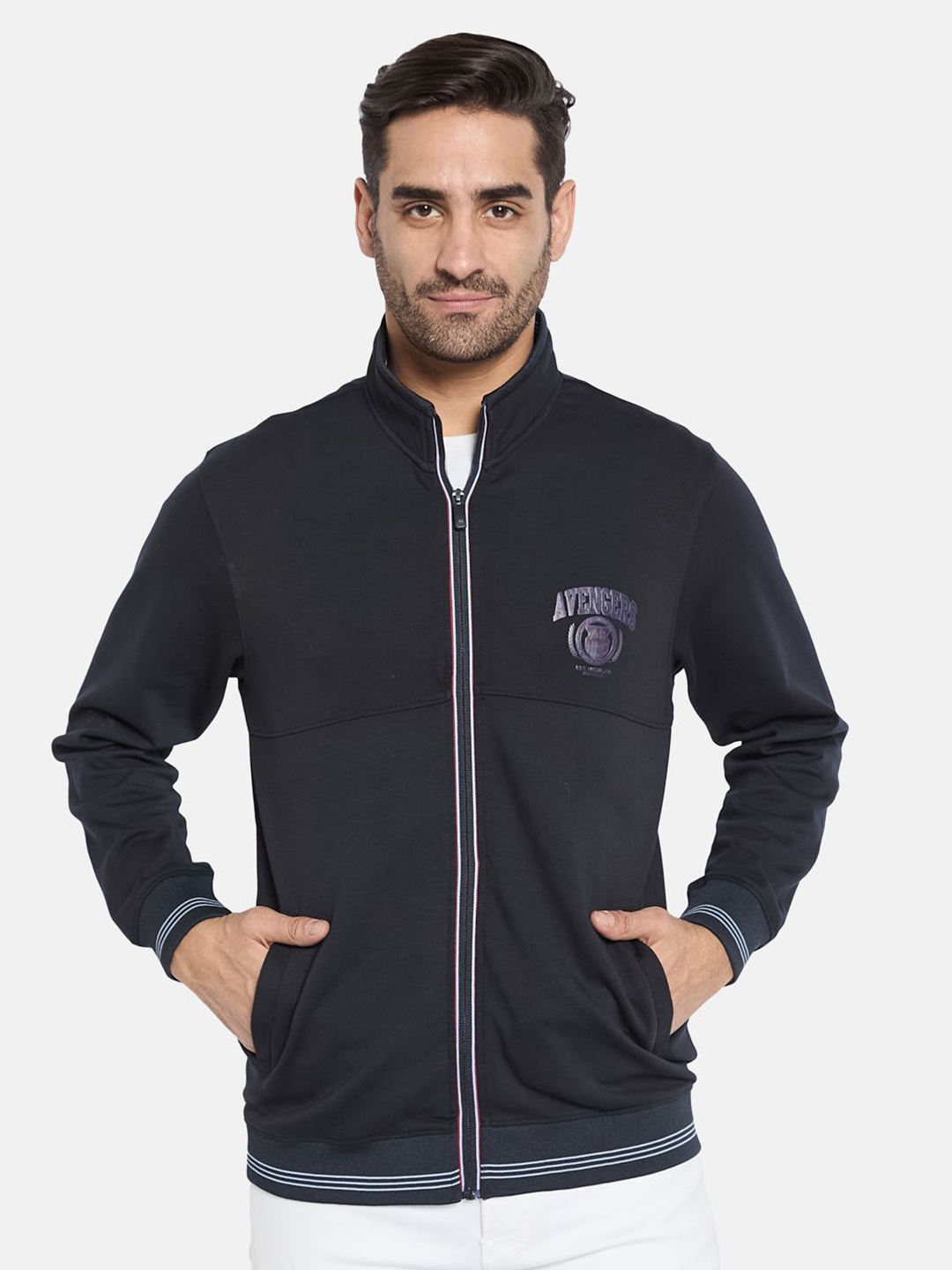 

Octave Men Mock Collar Sweatshirt, Navy blue