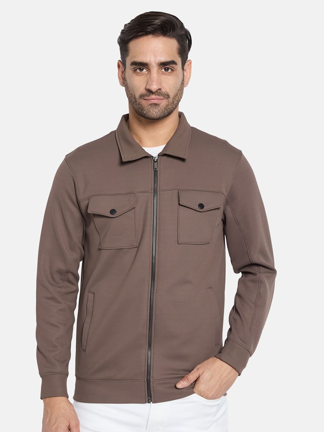 

Octave Men Front-Open Sweatshirt, Brown