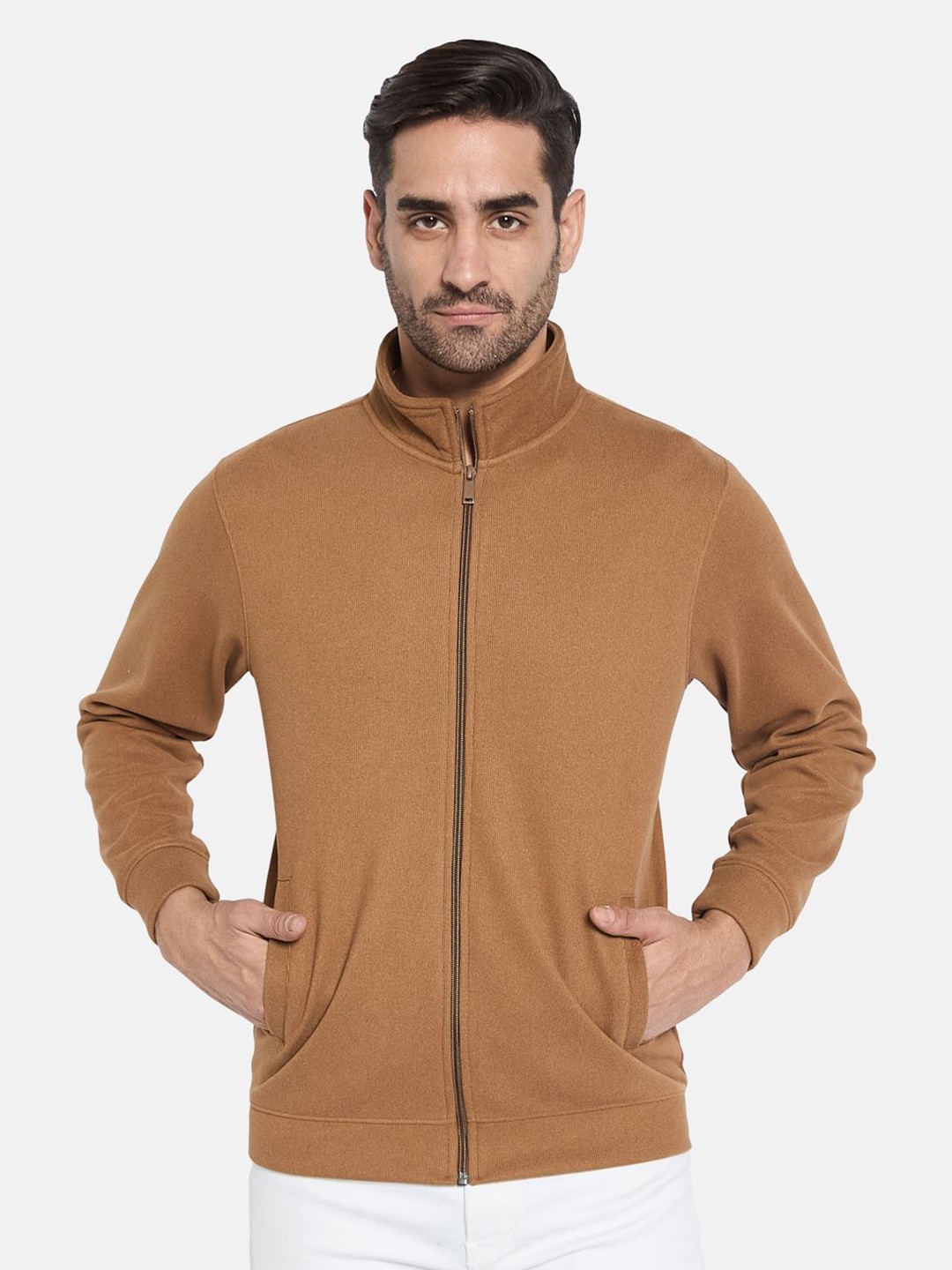 

Octave Men Front-Open Sweatshirt, Tan