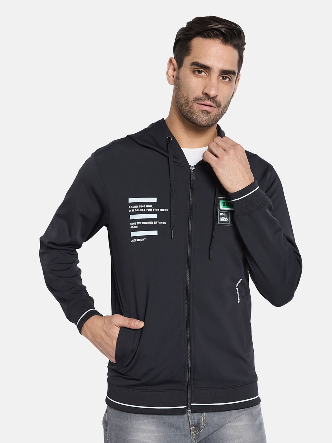 

Octave Men Hooded Front-Open Sweatshirt, Black