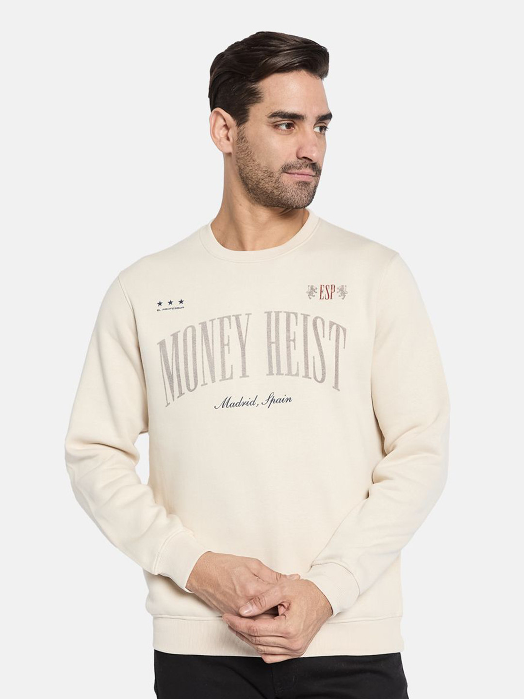 

Octave Men Printed Pullover Sweatshirt, Cream