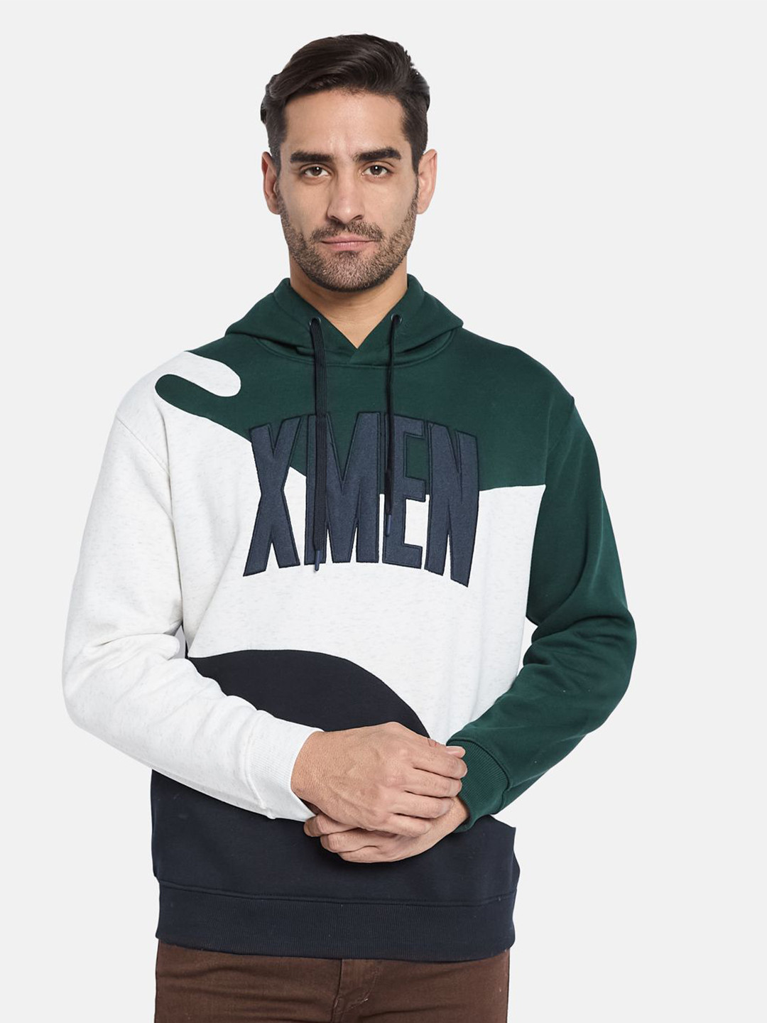 

Octave Men Colourblocked Hooded Pullover Sweatshirt, Green