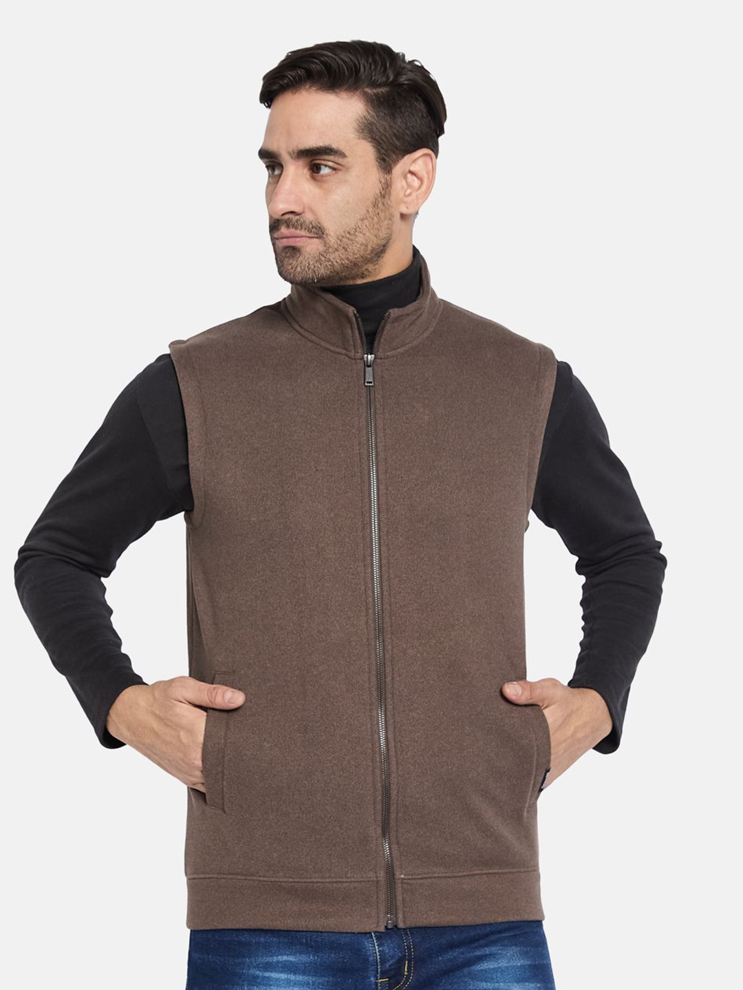 

Octave Men Front-Open Sweatshirt, Brown