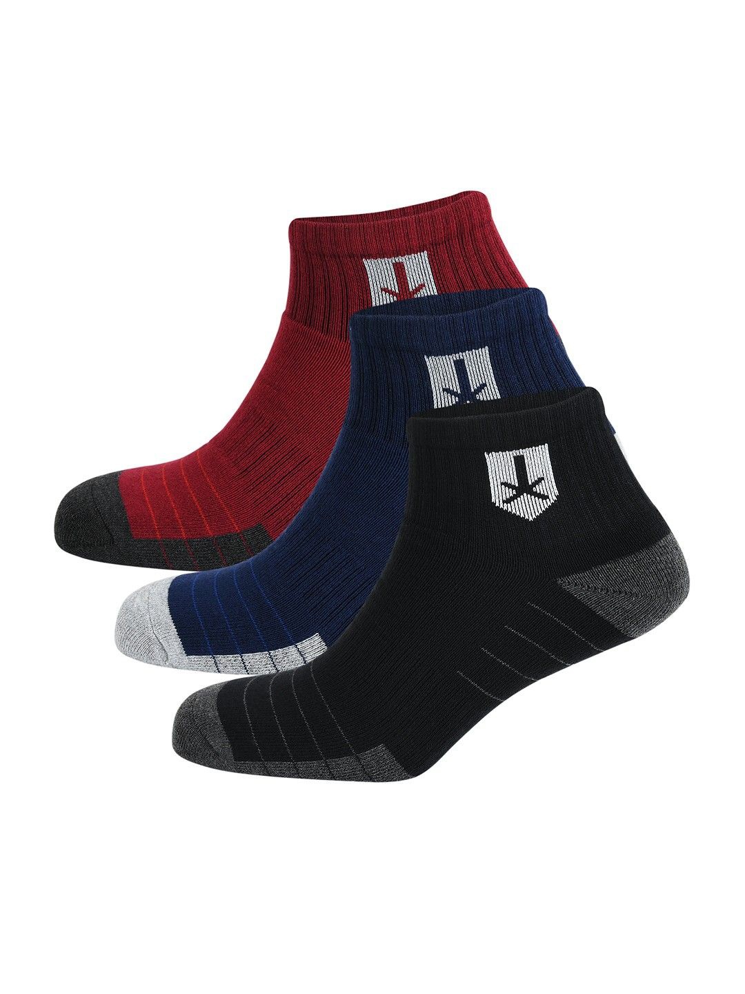 

The Roadster Lifestyle Co Men Pack Of 3 Patterned Cotton Ankle Length Socks, Black