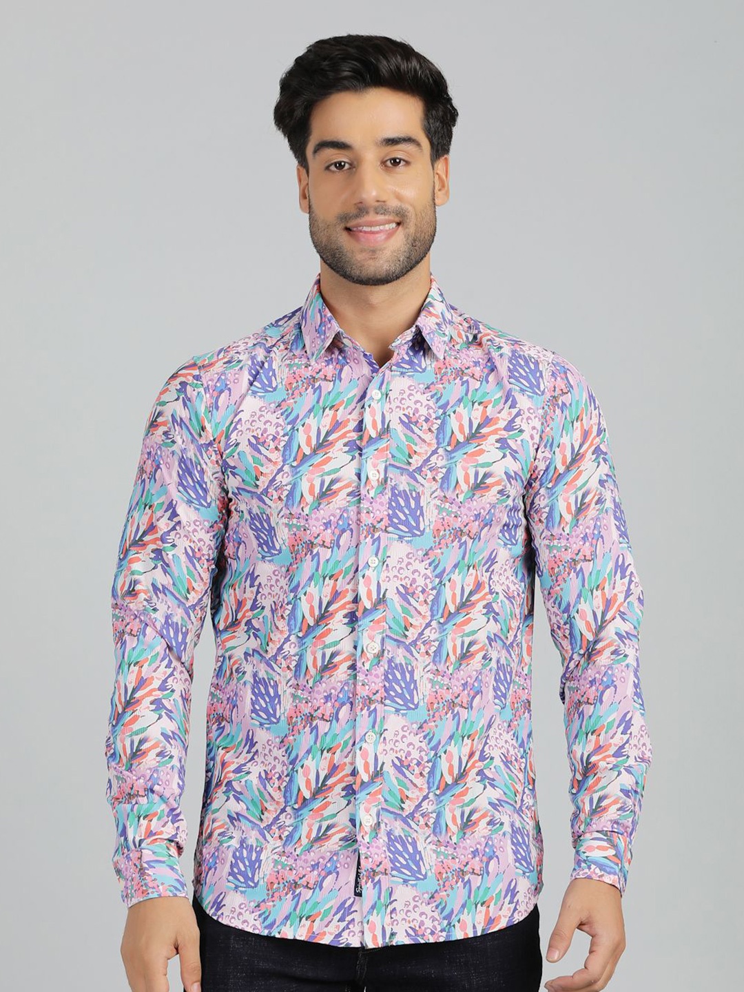 

JADE BLUE Men Slim Fit Spread Collar Floral Printed Casual Shirt