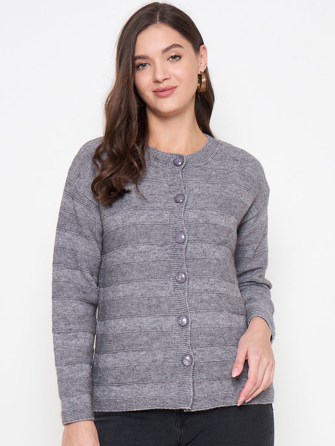 

Zigo Women Self Design Cardigan, Grey