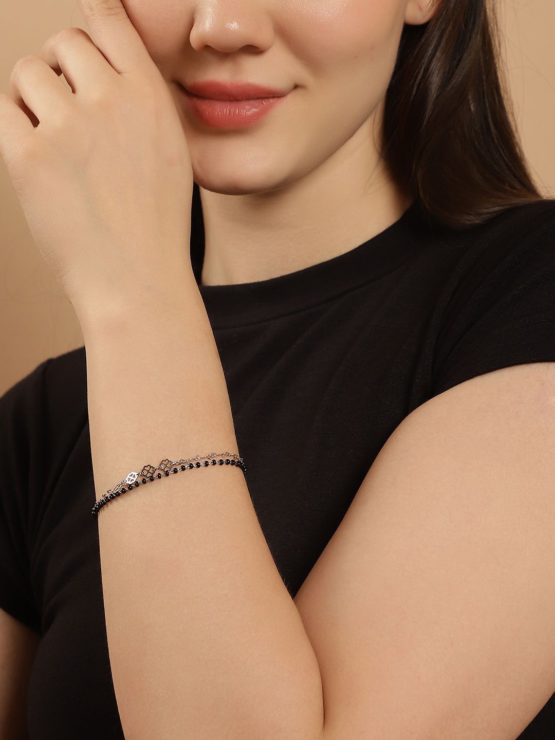

Dhrohar 925 Sterling Silver Rhodium-Plated Charm Bracelet