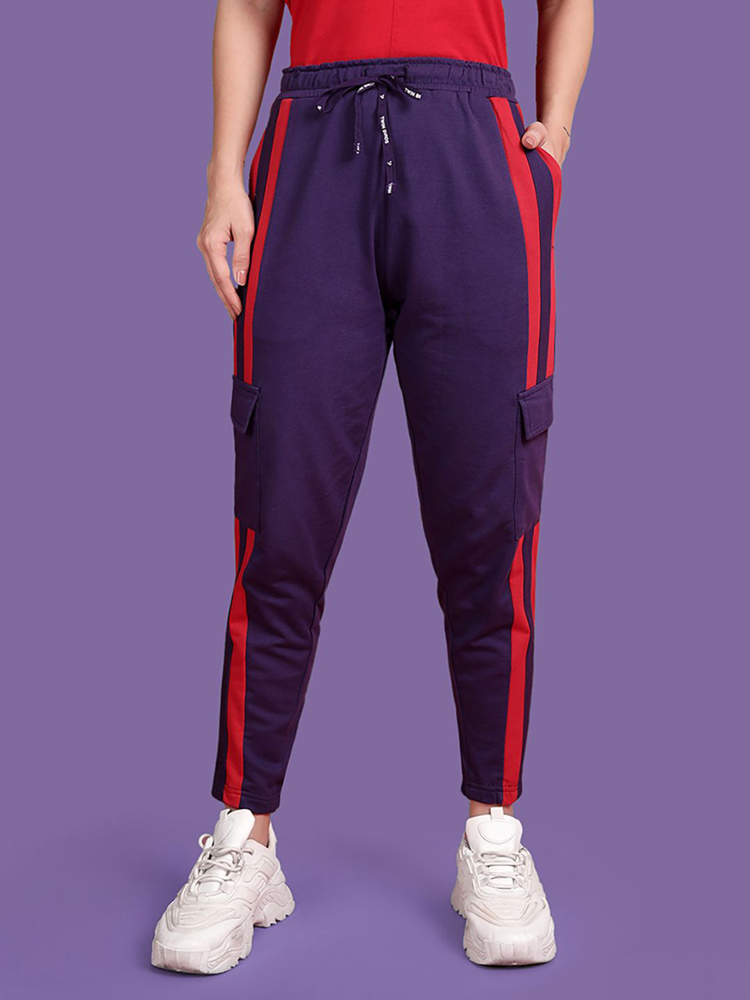 

TWIN BIRDS Women Cotton Violet Solid Classic snug Fit Jogger