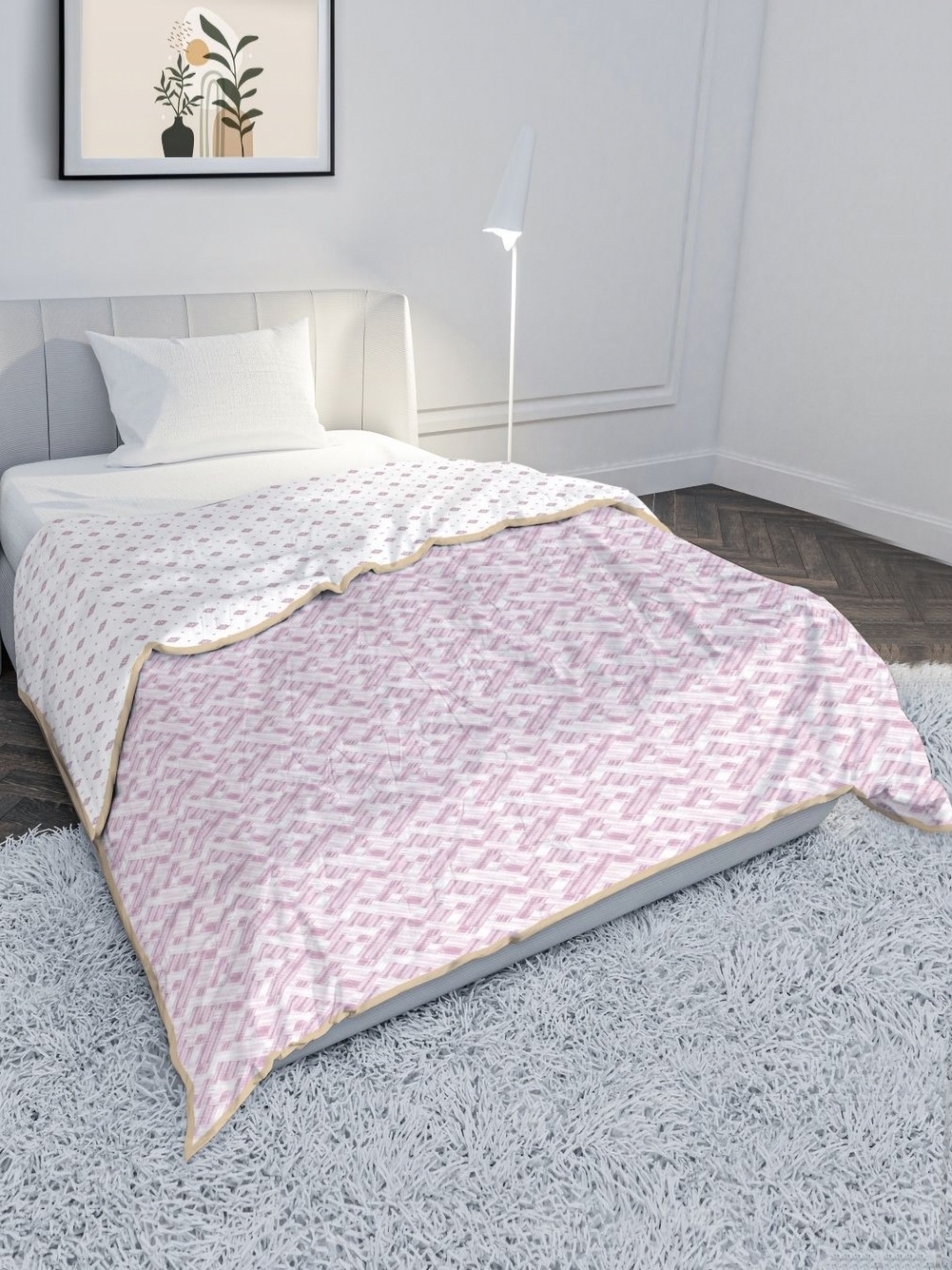 

MAYFAIR HOMES LONDON Pink 2 Pieces Printed AC Room 120 GSM Single Bed Reversible Dohar