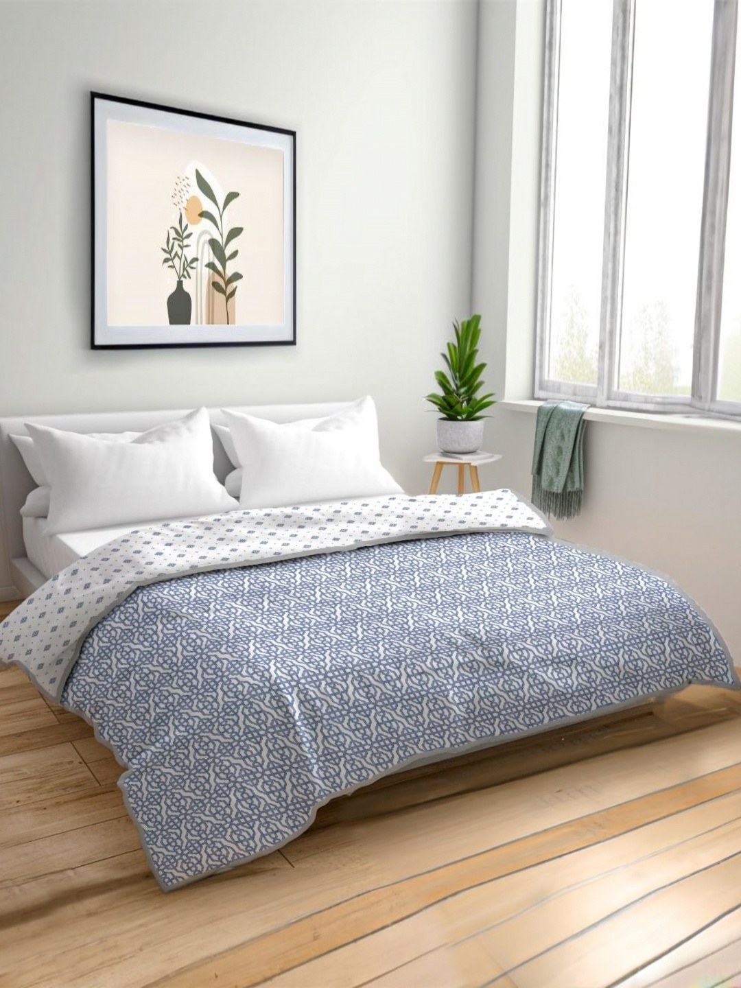 

MAYFAIR HOMES LONDON Blue Printed Cotton AC Room 120 GSM Double Bed Dohar
