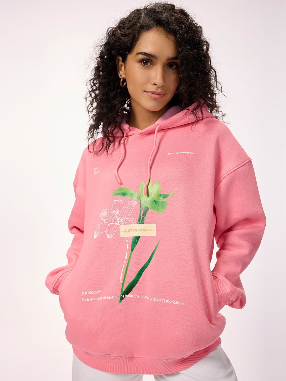 

Bombay High Women Printed Hooded Sweatshirt, Pink