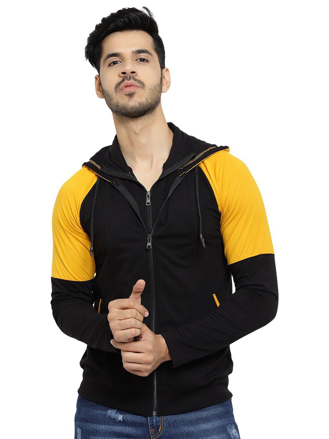 

Black Collection Men Colourblocked Hooded Tshirt