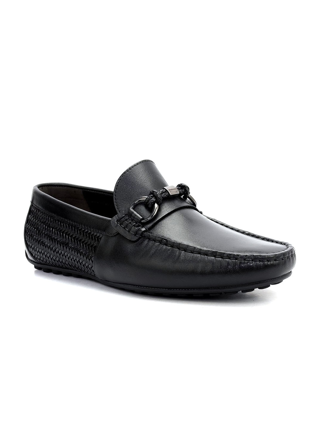 

ROSSO BRUNELLO Men Leather Formal Loafers Shoes, Black