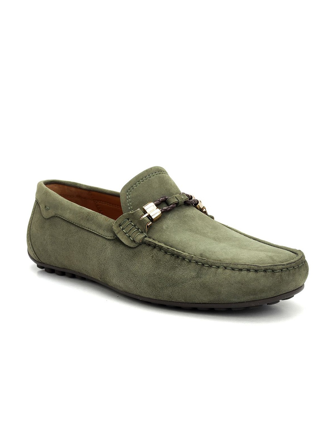 

ROSSO BRUNELLO Men Leather Formal Loafers, Olive