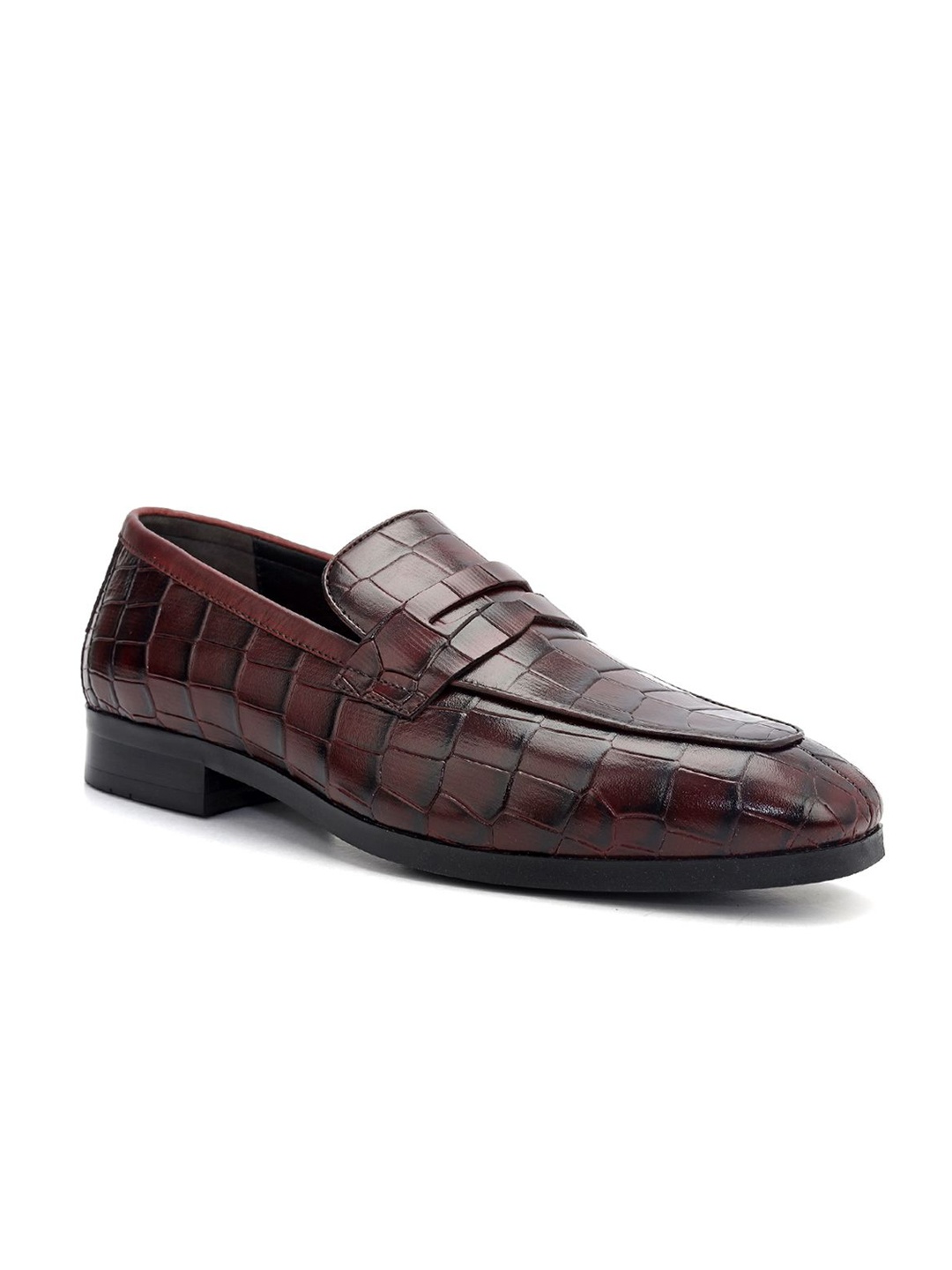 

ROSSO BRUNELLO Men Leather Formal Loafers, Burgundy