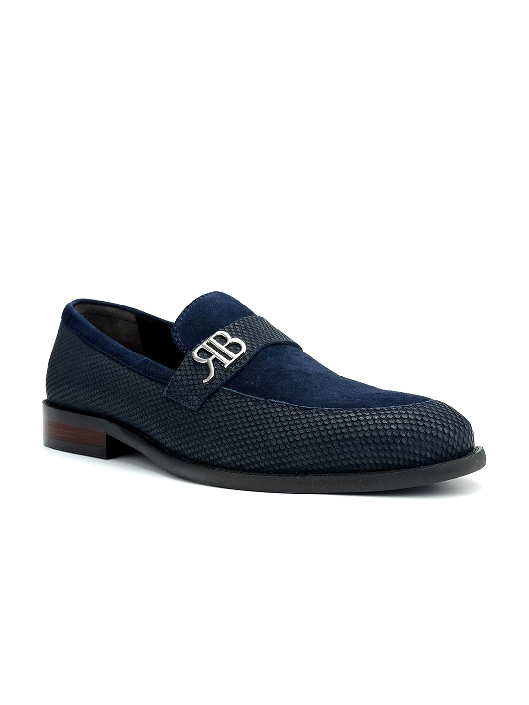 

ROSSO BRUNELLO Men Leather Formal Loafers, Navy blue