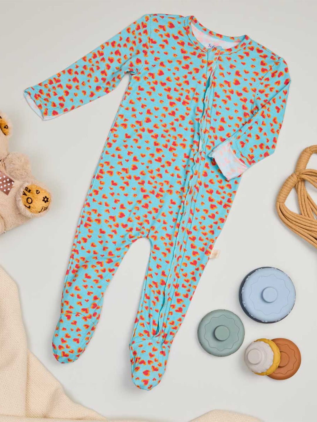 

Softsens Infants Kids Printed Cotton Sleepsuit, Blue