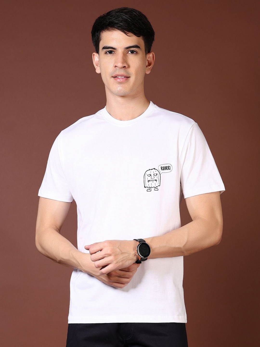 

V-Mart Men Graphic Printed Round Neck Cotton T-shirt, White