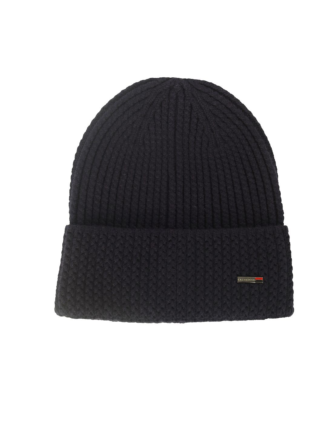 

Calvadoss Men Self Design Beanie, Navy blue