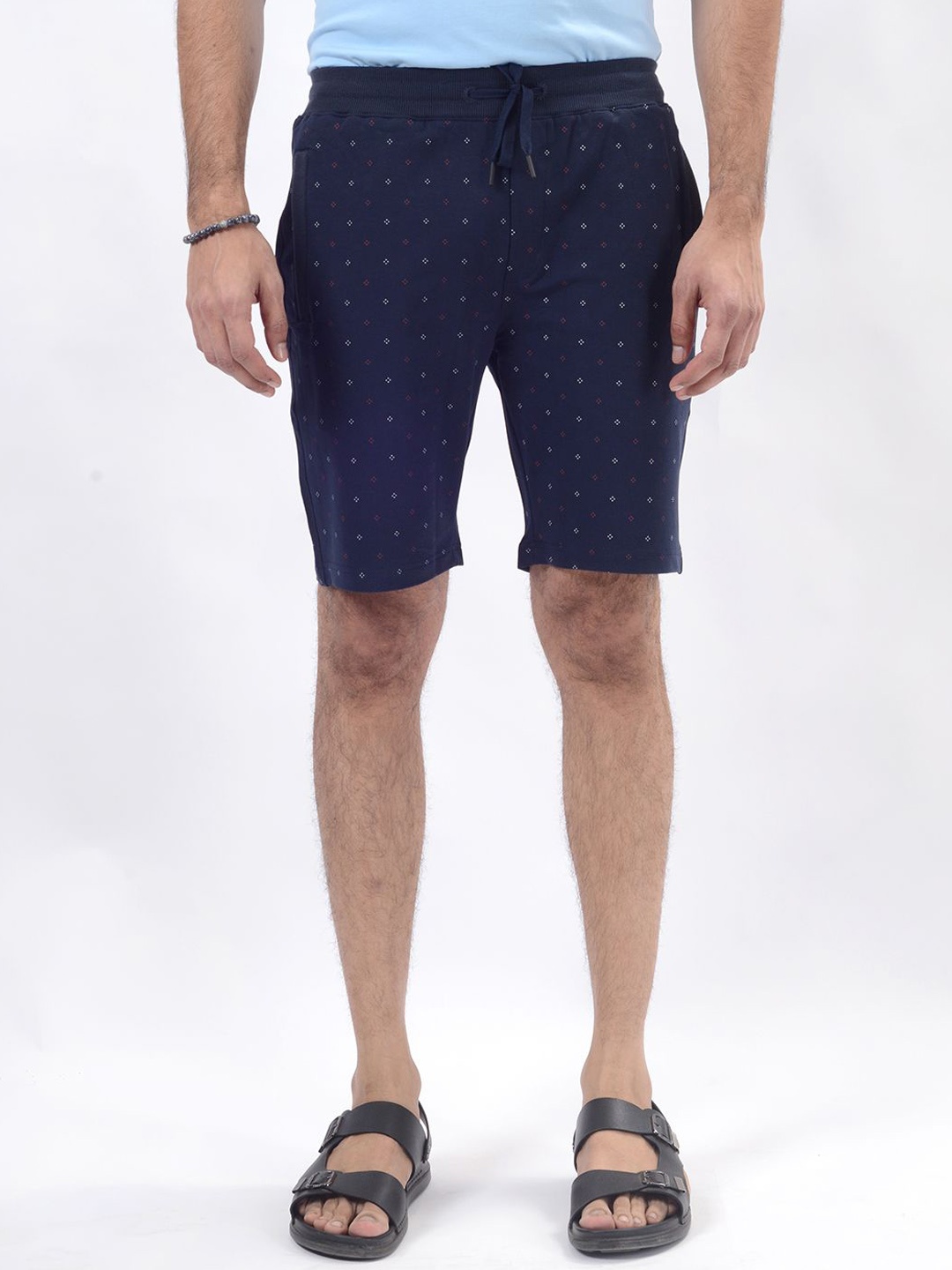

JADE BLUE Men Printed Slim Fit Cotton Shorts, Navy blue