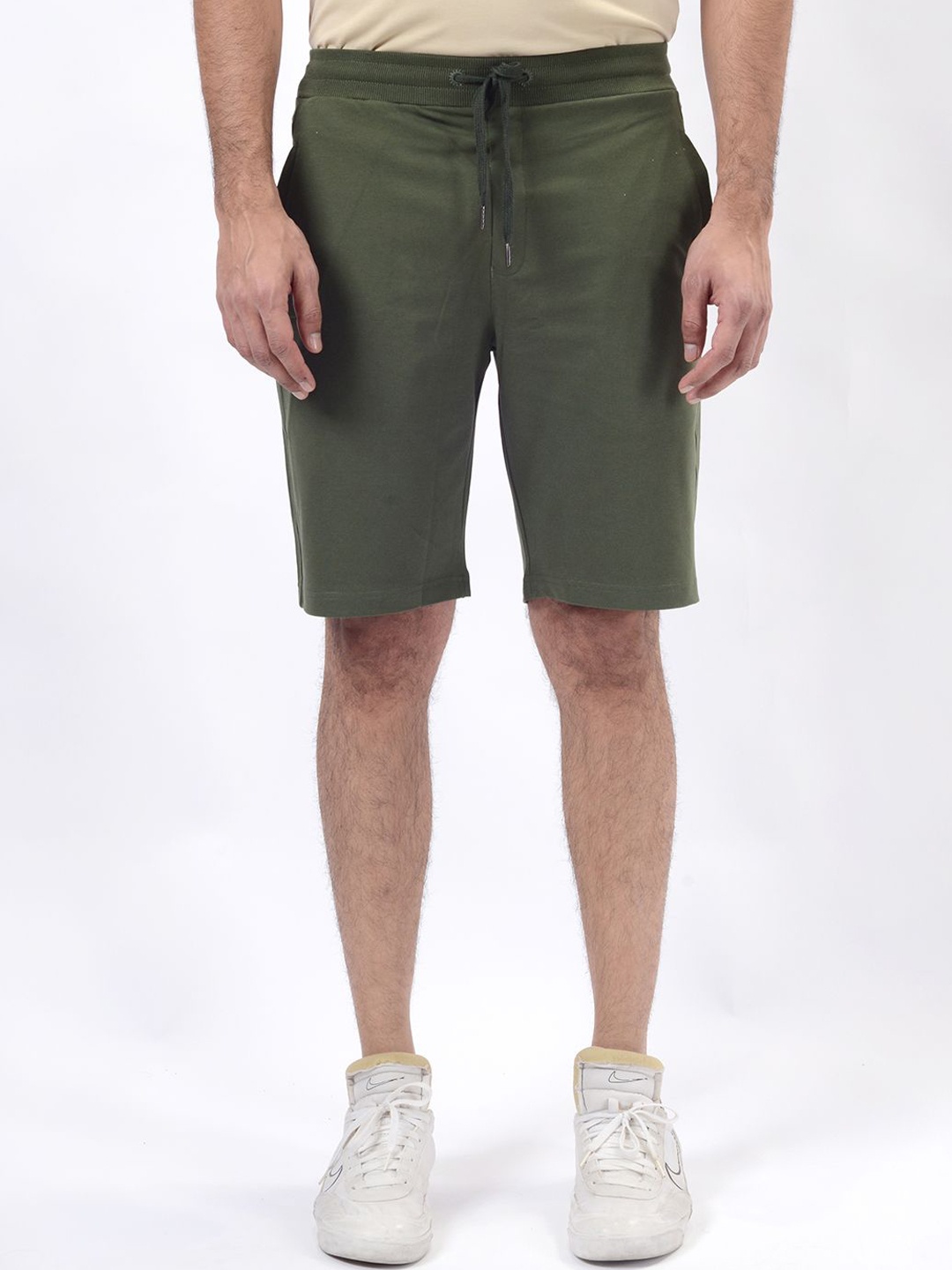 

JADE BLUE Men Slim Fit Mid-Rise Cotton Regular Shorts, Green