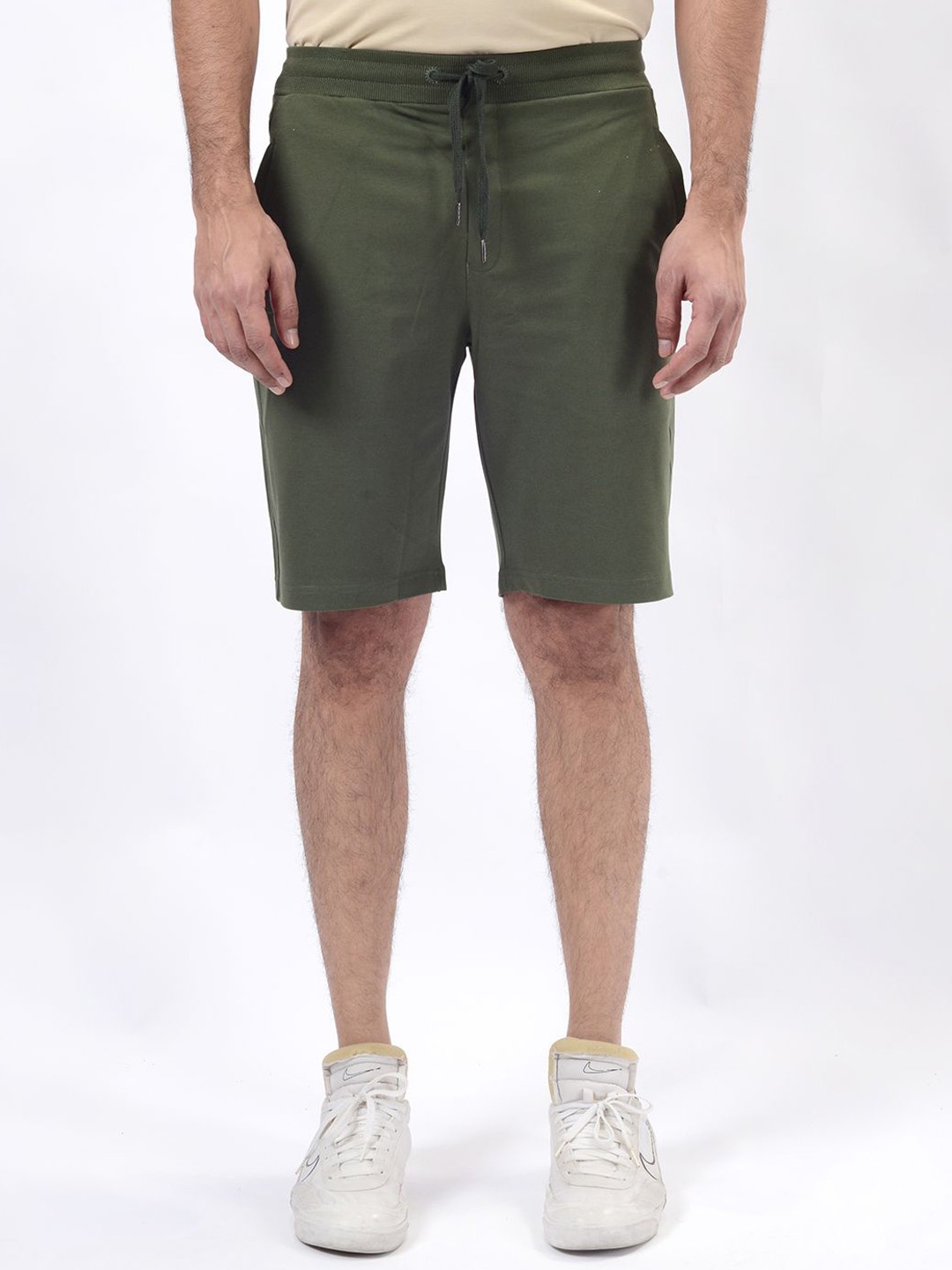 

JADE BLUE Men Slim Fit Mid-Rise Cotton Regular Shorts, Green