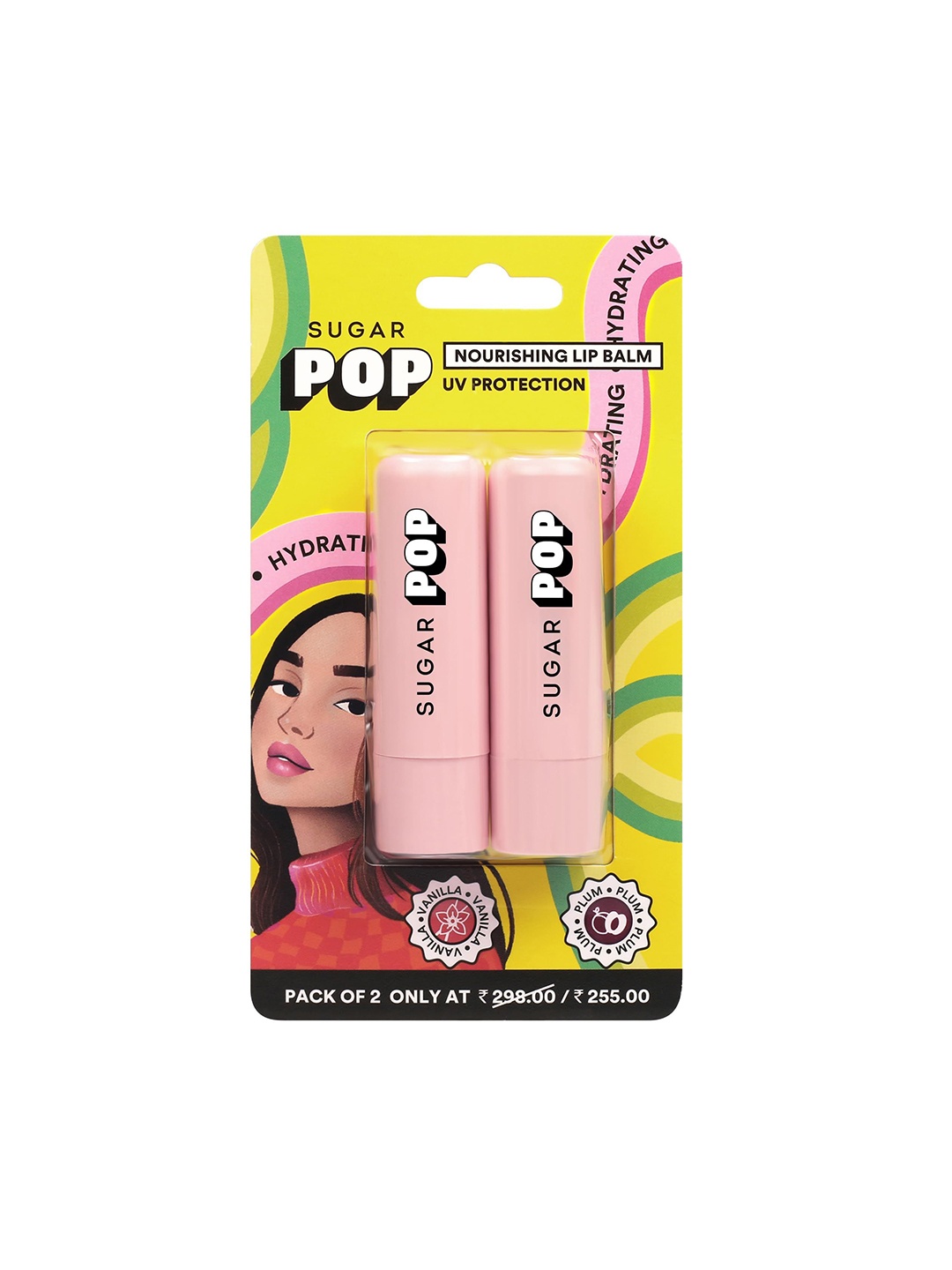 

SUGAR POP Set Of 2 Nourishing Lip Balm - Vanilla & Plum (Blister Duo) - 4.5g Each, Pink
