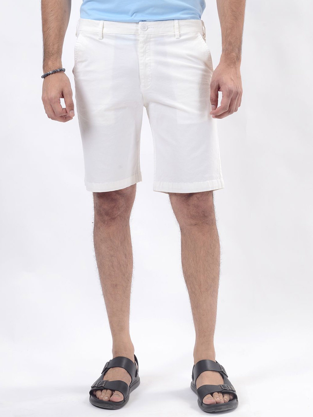 

JADE BLUE Men Slim Fit Mid-Rise Regular Shorts, White