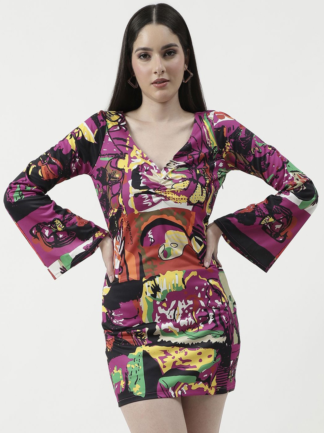 

Zima Leto Women Graphic Printed Sheath Mini Dress, Pink