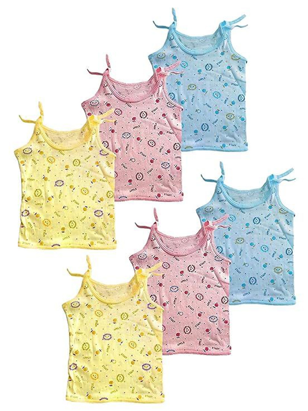 

Suman Tex Kids Pack Of 6 Conversational Printed Cotton Tshirts, Pink