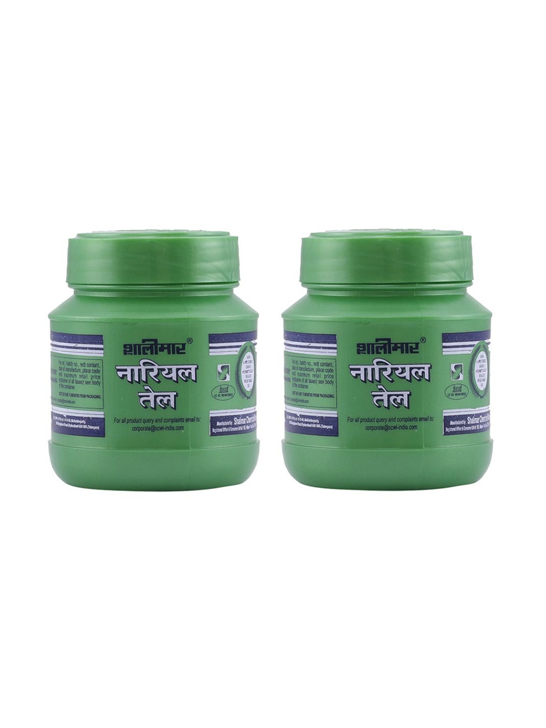 

SHALIMAR'S Set Of 2 Wide Mouth Pure Coconut Oil - 200 ml Each, Green