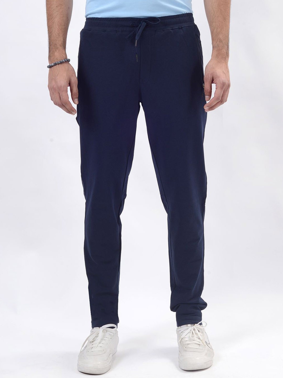 

JADE BLUE Men Cotton Slim Fit Mid Rise Track Pant, Navy blue