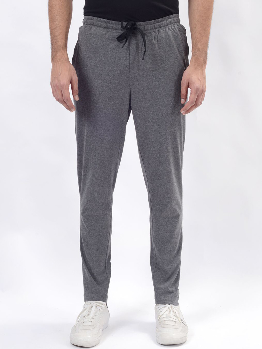 

JADE BLUE Men Mid-Rise Regular Fit Track Pants, Grey melange