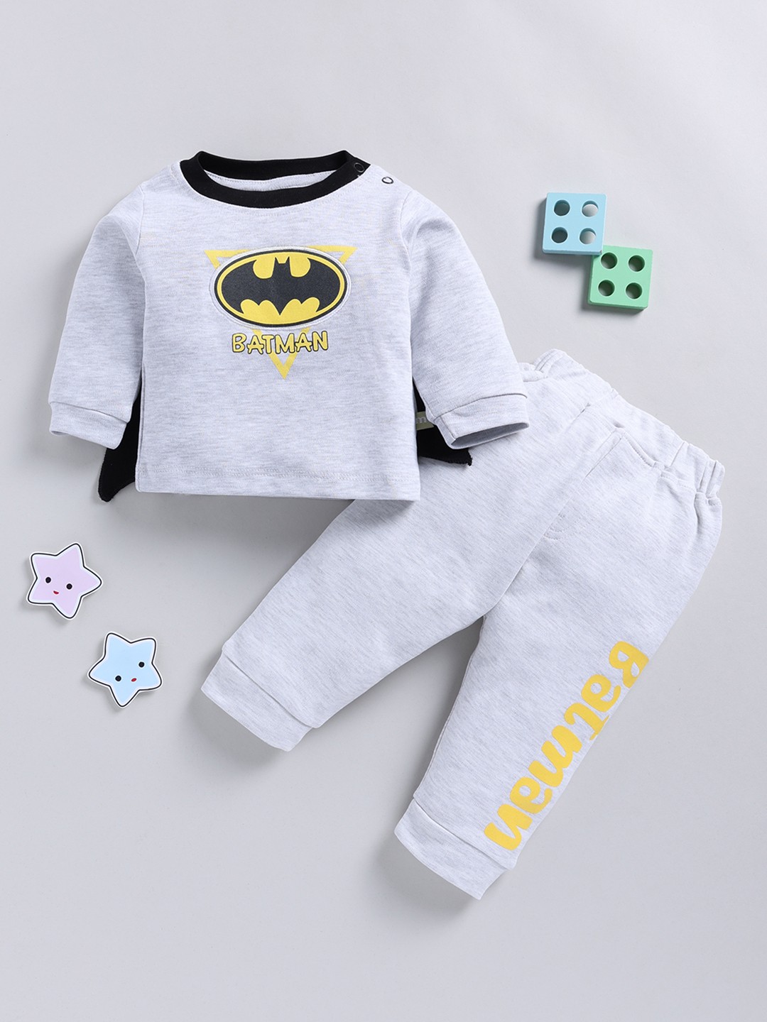 

Moms Love Infant Boys Printed Pure Cotton Batman Clothing Set, Grey
