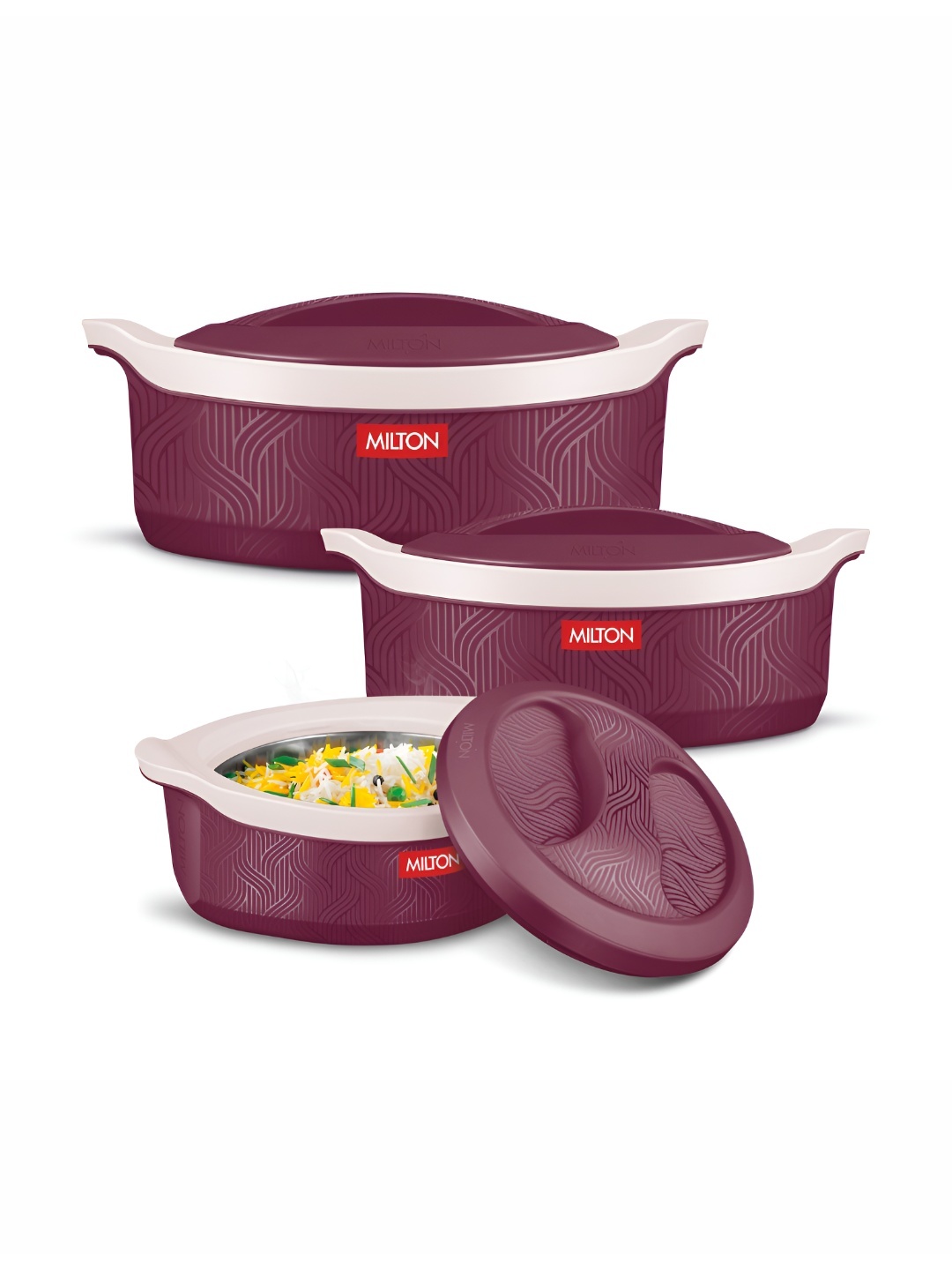 

Milton Evoke Jr. Gift Set of 3 PU Insulated Inner Stainless Steel Casserole, Maroon