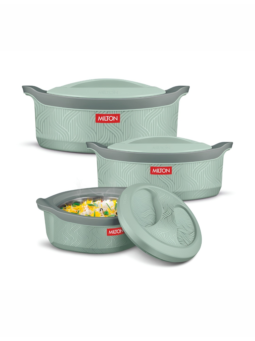 

Milton Evoke Jr. 3 Pieces PU Insulated Inner Stainless Steel Casserole, Green