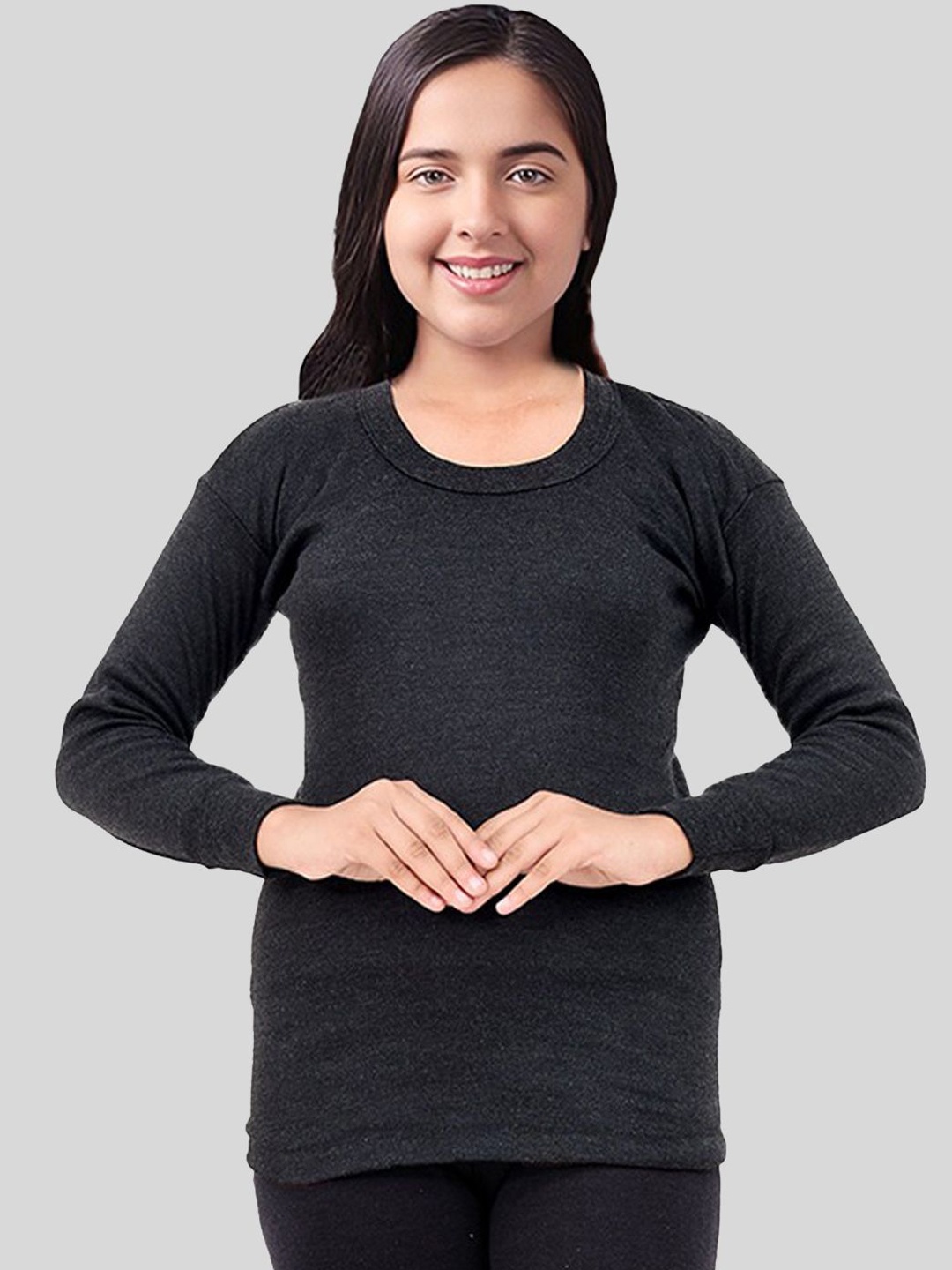 

SPORTO Girls Round Neck Full Sleeve Thermal Set, Black