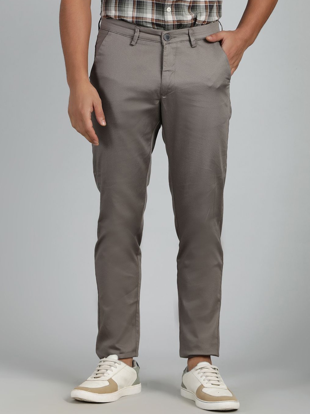 

Greenfibre Men Slim Fit Cotton Trousers, Grey