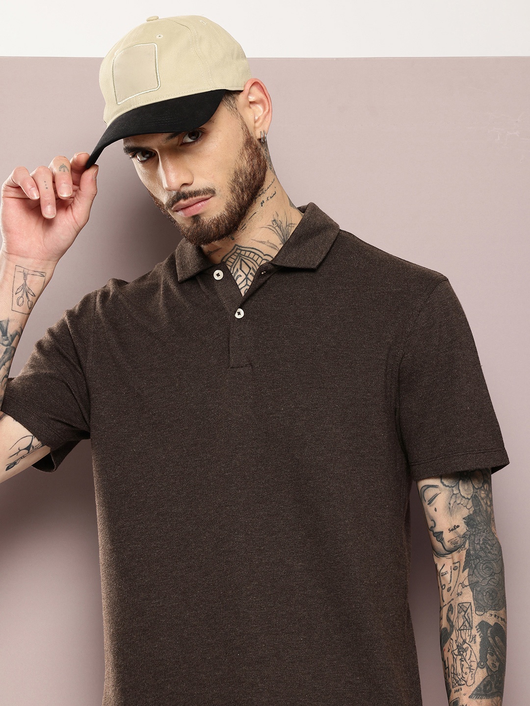

Kook N Keech Polo Collar T-shirt, Coffee brown