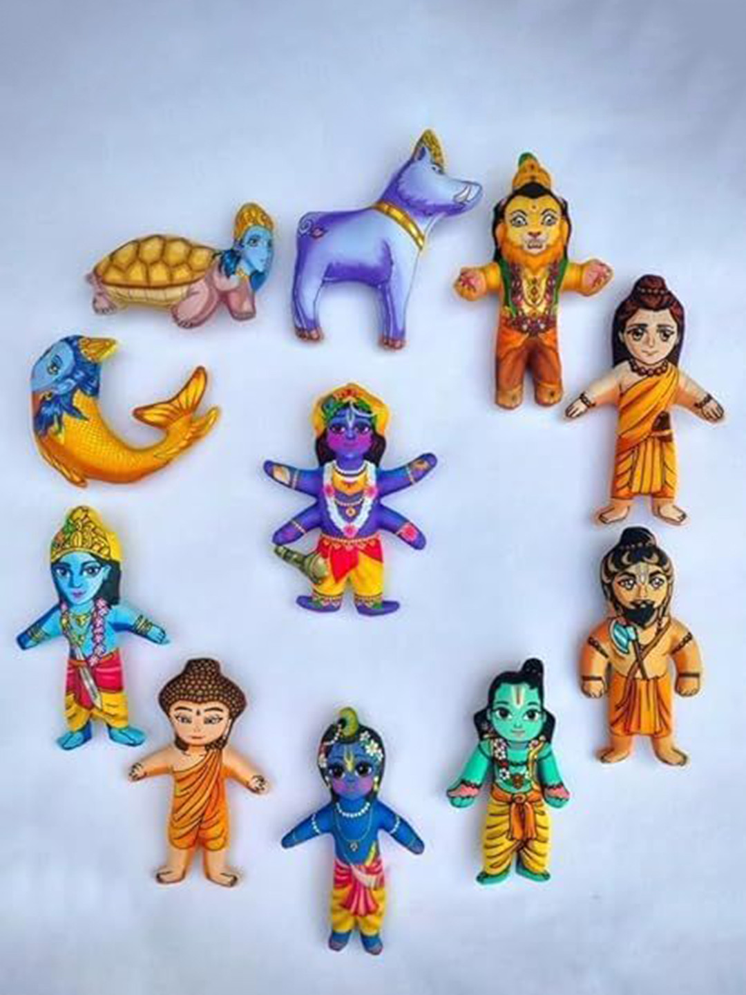 

Vrindavanstore.in Kids Set of 10 Vishnu Avtar Water Resistant Soft Toys, Blue