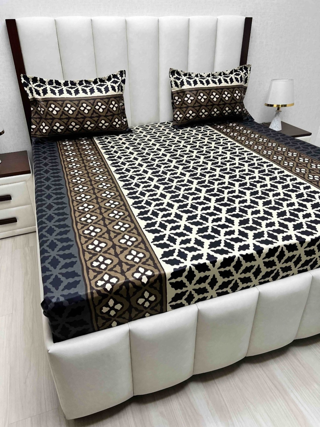 

Pure Decor Velar Sib Brown Floral Printed Pure Cotton 400TC King Bedsheet Set 2.74 x 2.74m