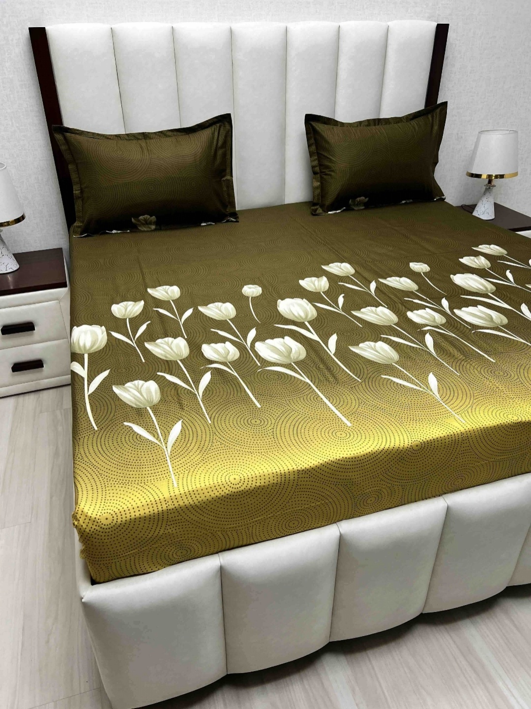 

Pure Decor Velar Sib Green Floral Printed Pure Cotton 400TC King Bedsheet Set 2.74 x 2.74m