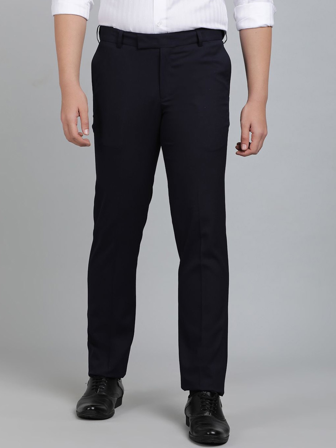 

METAL Men Slim Fit Formal Trousers, Navy blue