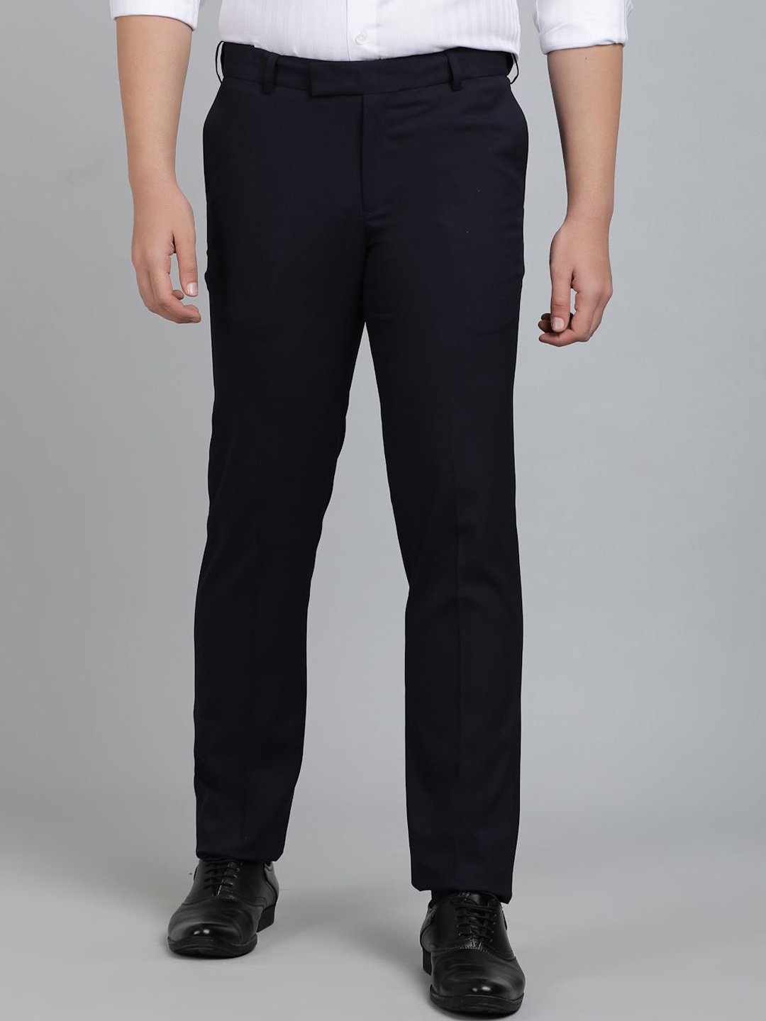

METAL Men Slim Fit Formal Trousers, Navy blue