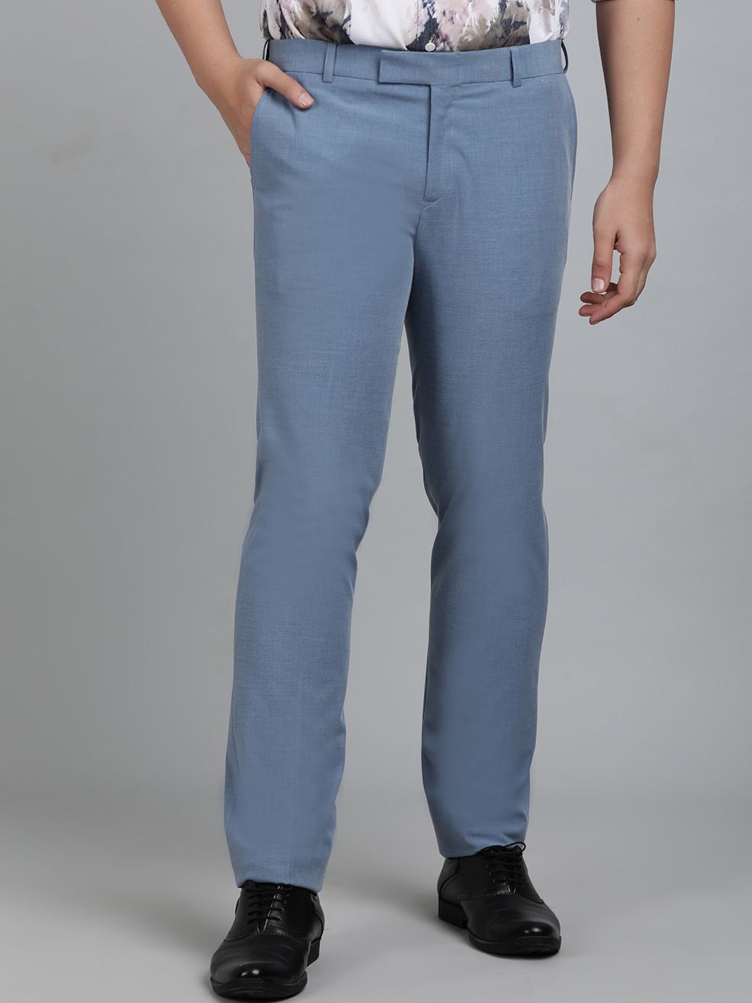 

METAL Men Slim Fit Formal Trousers, Blue