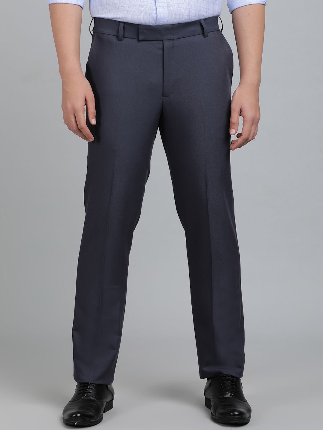 

METAL Men Slim Fit Formal Trousers, Navy blue